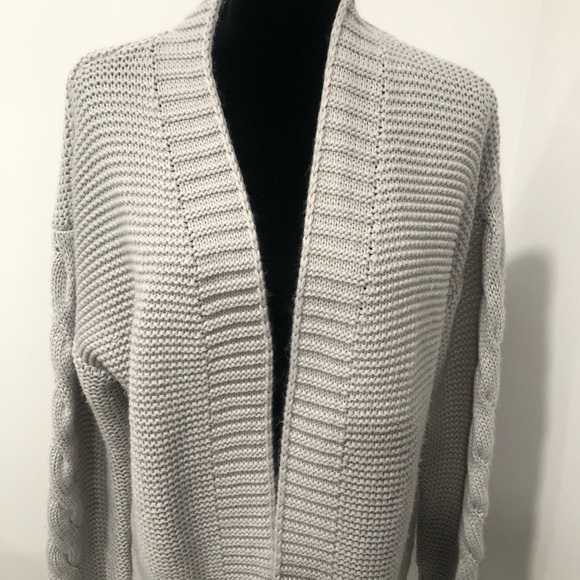 Gray Open Front Cardigan Sweater - Picture 3 of 9